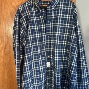 Jos. A. Bank Navy and White Plaid Button Down Shirt